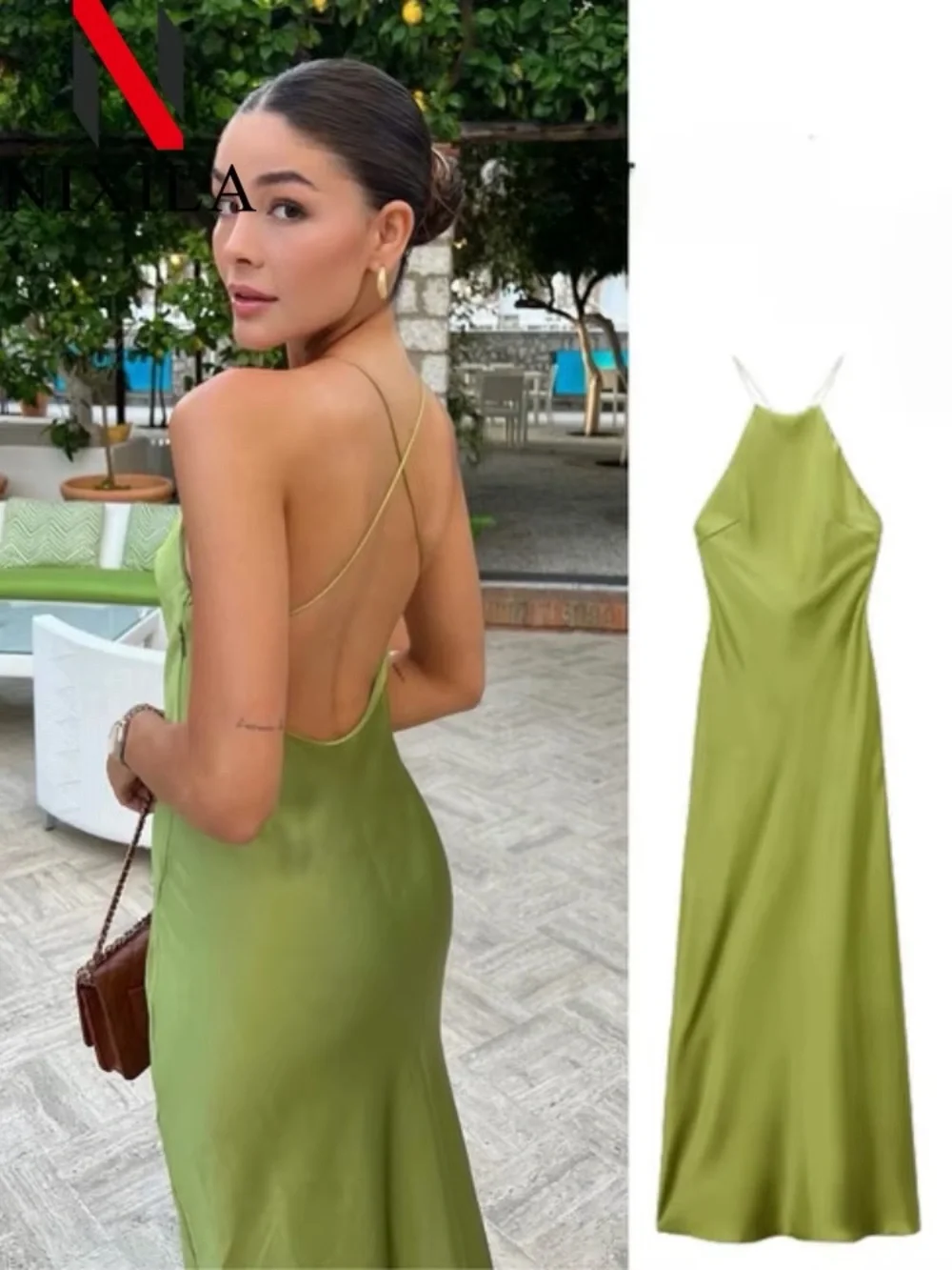 ZARA Satin Slip Dress with Spaghetti Straps NWT M - Picture 1 of 16
